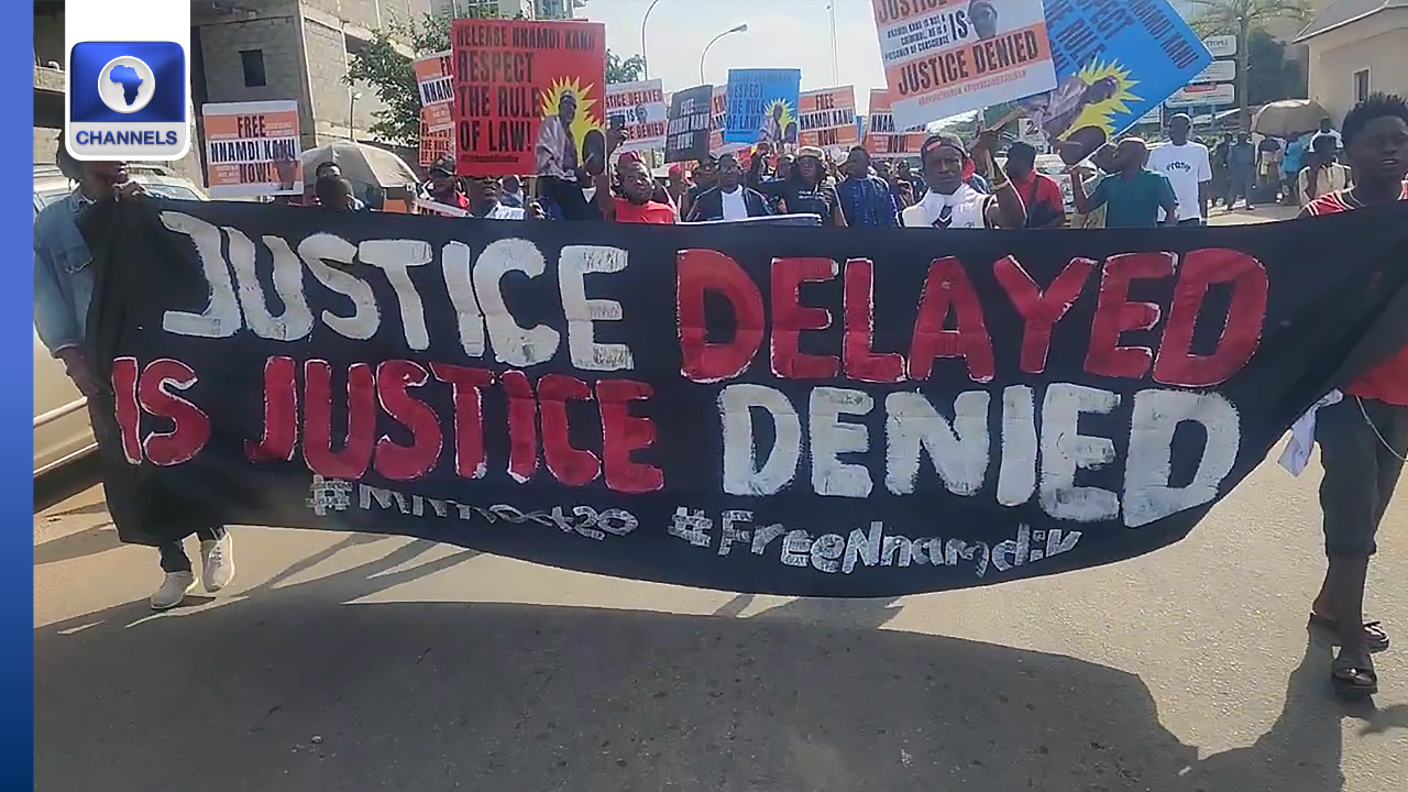 Police Fire Tear Gas, Arrest Protesters At Abuja Rally Demanding Nnamdi Kanu’s Release